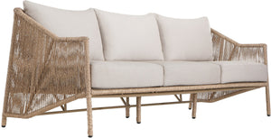 Meridian Furniture Coastline Wicker Outdoor Sofa with Uv Resistant Olefin Fabric for Patio Lounging 55075Beige-S