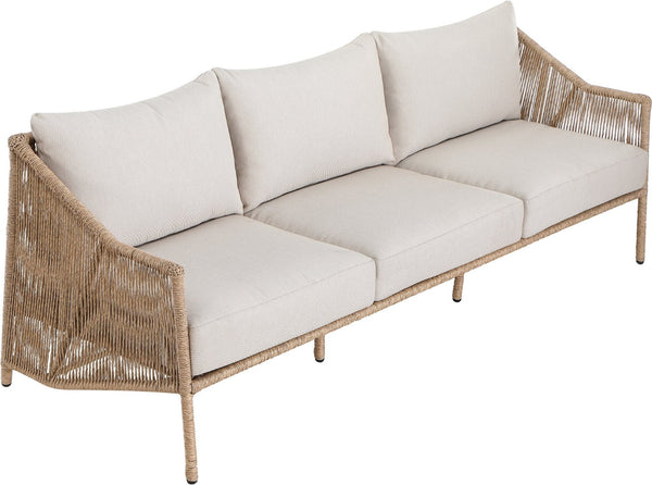 Meridian Furniture Coastline Wicker Outdoor Sofa with Uv Resistant Olefin Fabric for Patio Lounging 55075Beige-S