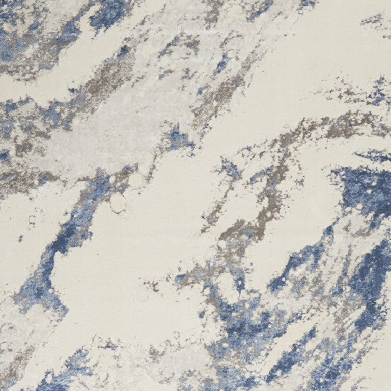 HomeRoots 8 Foot by 11 Abstract Area Rug Ivory Blue Gray Non Slip Living Room 550761