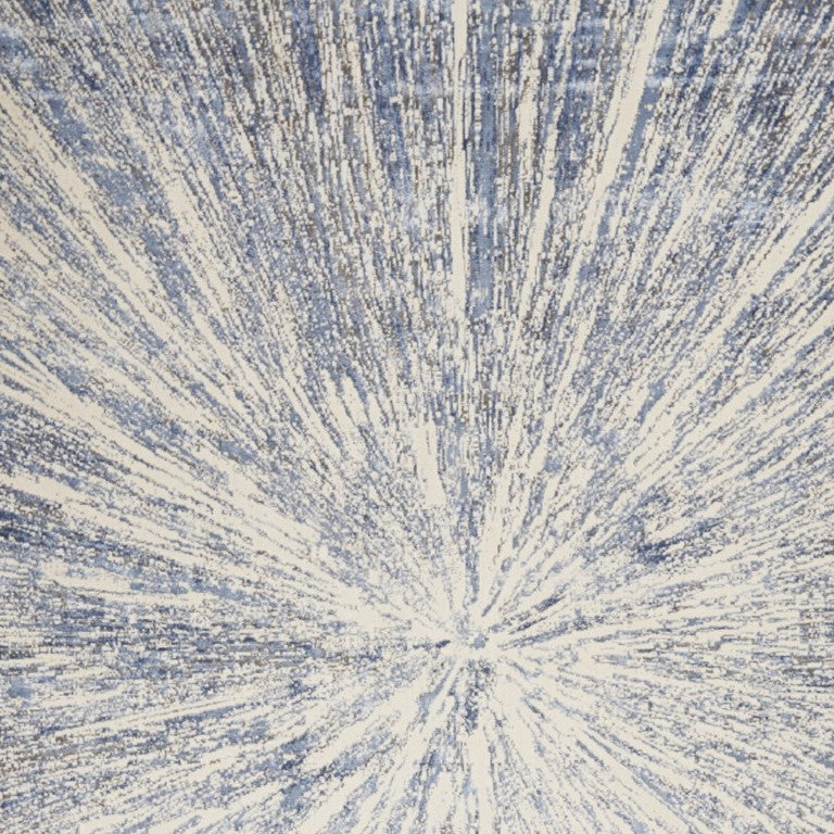 HomeRoots 8 X 11 Abstract Area Rug in Cream Gray Blue Power Loomed Non Skid Living Room 550763