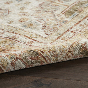 8x10 Ivory Red Distressed Oriental Polyester Area Rug for Living Room Decor