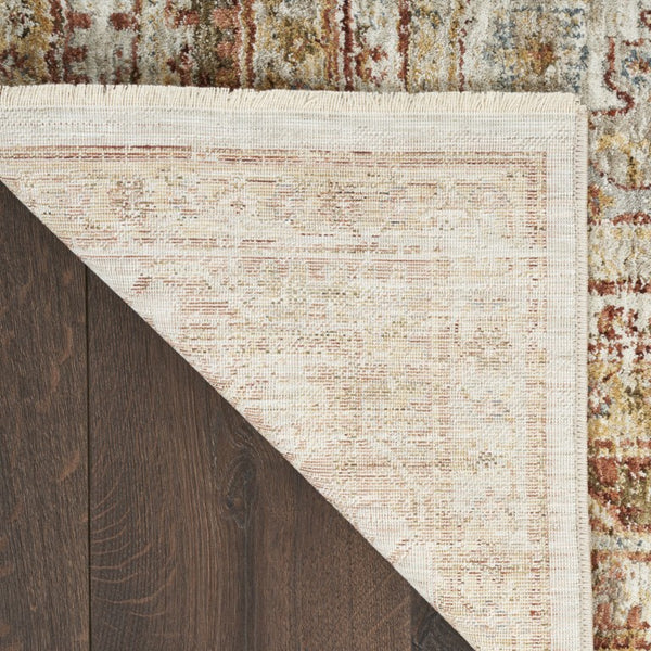 8x10 Ivory Red Distressed Oriental Polyester Area Rug for Living Room Decor