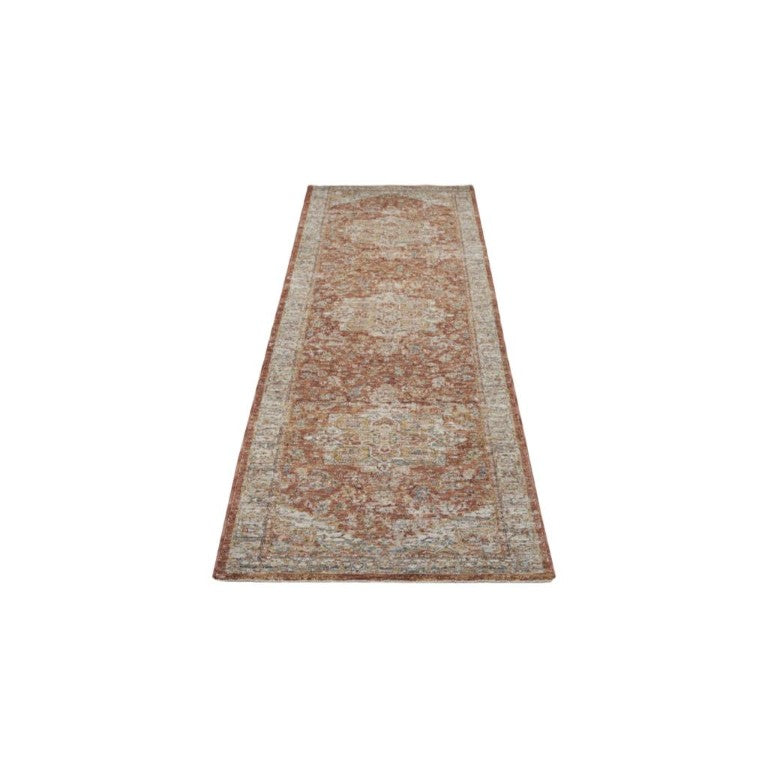 HomeRoots 10 Foot Polyester Floral Medallion Runner Rug for Hallway and High Traffic Areas 550773