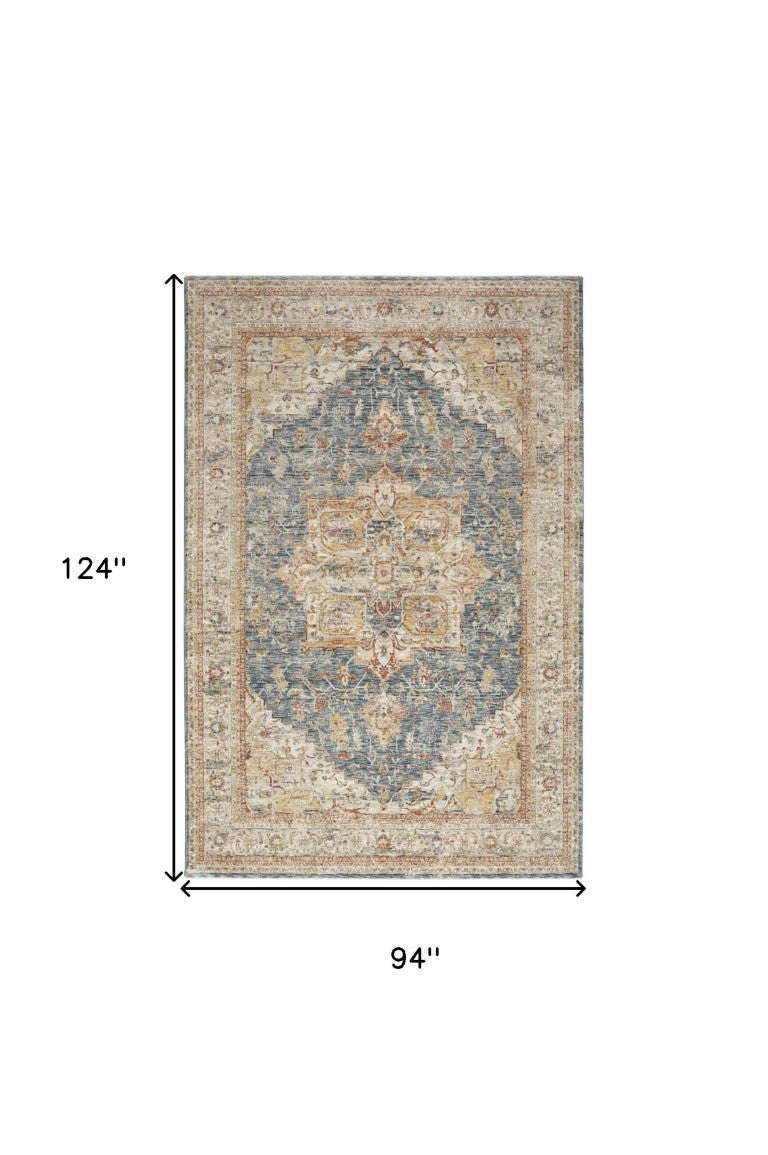 8 X 10 Oriental Distressed Area Rug Power Loomed Polyester for Living Rooms