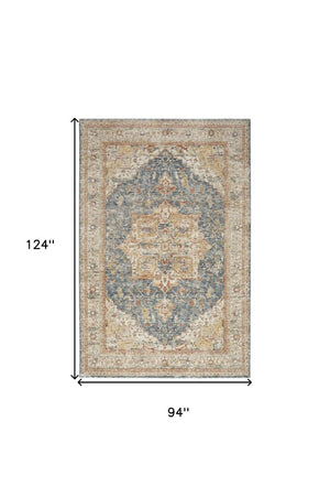 8 X 10 Oriental Distressed Area Rug Power Loomed Polyester for Living Rooms