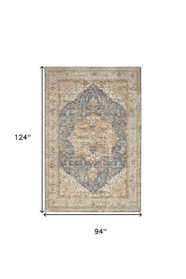 8 X 10 Oriental Distressed Area Rug Power Loomed Polyester for Living Rooms