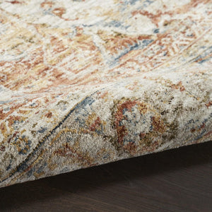 Ivory Brown Distressed Oriental Polyester Area Rug for Living and Dining Room Decor Style
