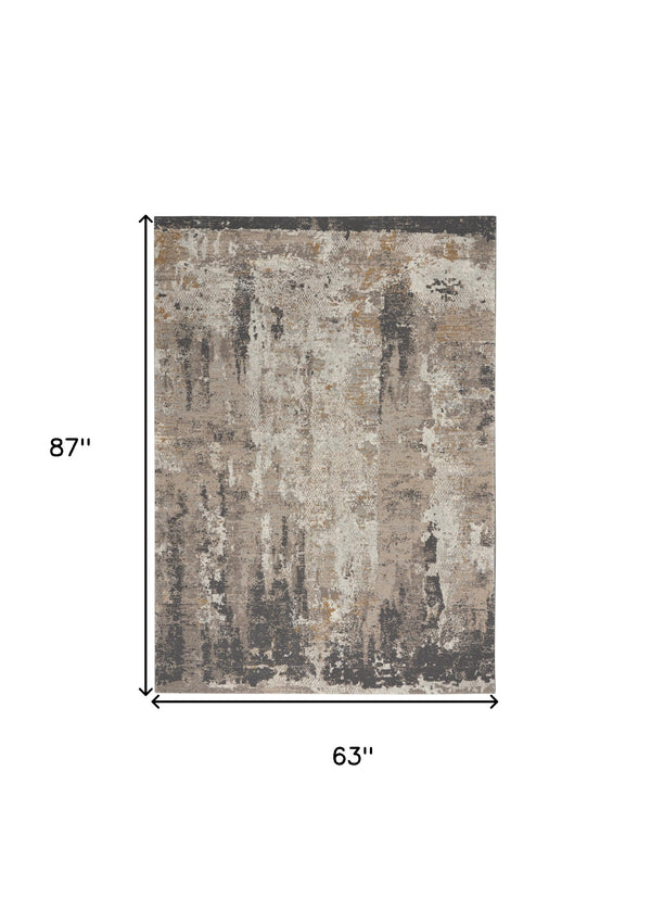 Homeroots 5' X 7' Cream Black And Gray Abstract Area Rug  Polypropylene,Polyester 550777