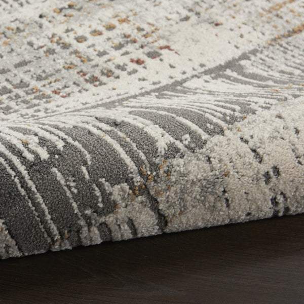 HomeRoots 4' Abstract Area Rug in Ivory, Gray, and Golden Brown - Modern Design for Home Comfort and Style 5' X 7' 550791