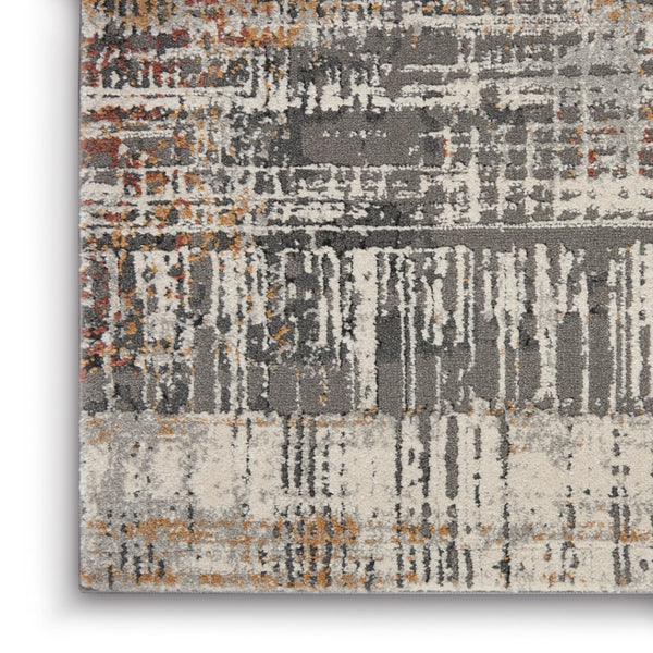 HomeRoots 4' Abstract Area Rug in Ivory, Gray, and Golden Brown - Modern Design for Home Comfort and Style 5' X 7' 550791