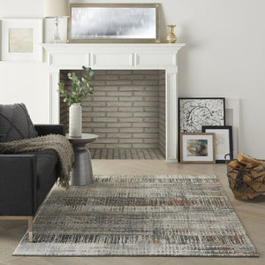 HomeRoots 4' Abstract Area Rug in Ivory, Gray, and Golden Brown - Modern Design for Home Comfort and Style 5' X 7' 550791