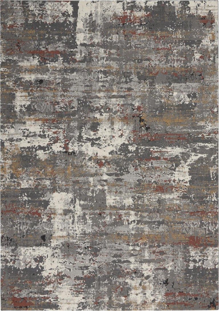 HomeRoots 5x7 Gray Abstract Area Rug Power-loomed Polypropylene for Living Room or Bedroom 550793