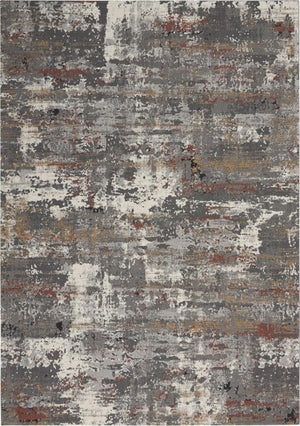 HomeRoots 5x7 Gray Abstract Area Rug Power-loomed Polypropylene for Living Room or Bedroom 550793