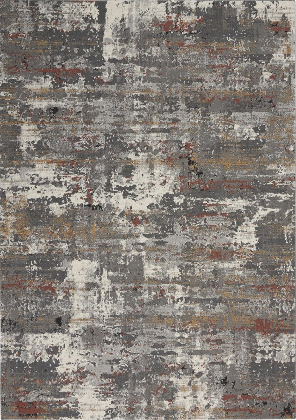 HomeRoots 5x7 Gray Abstract Area Rug Power-loomed Polypropylene for Living Room or Bedroom 550793