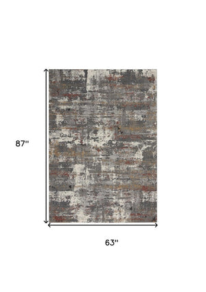 5x7 Gray Abstract Area Rug Power-loomed Polypropylene for Living Room or Bedroom