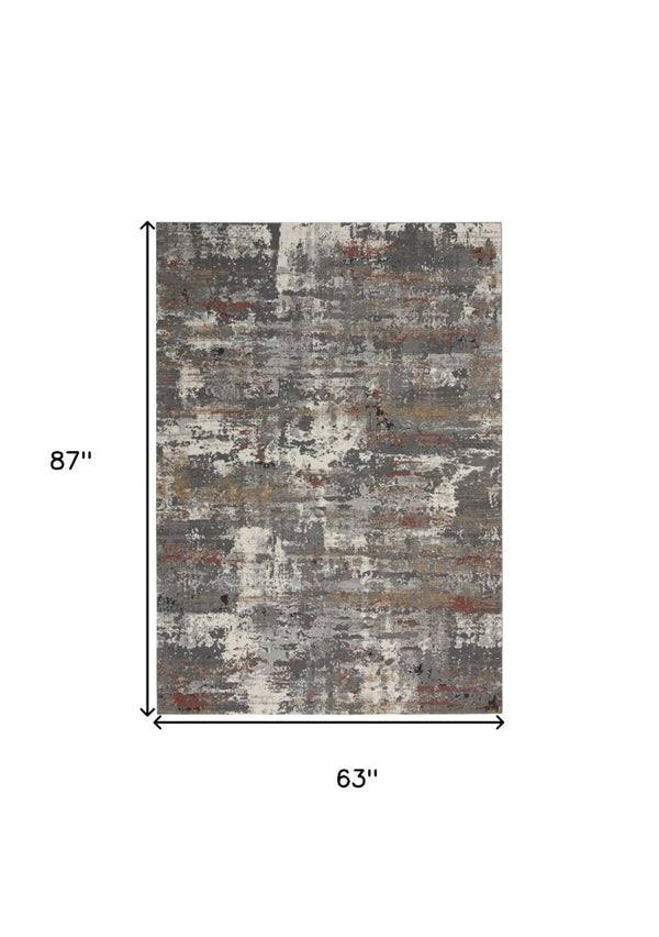 5x7 Gray Abstract Area Rug Power-loomed Polypropylene for Living Room or Bedroom