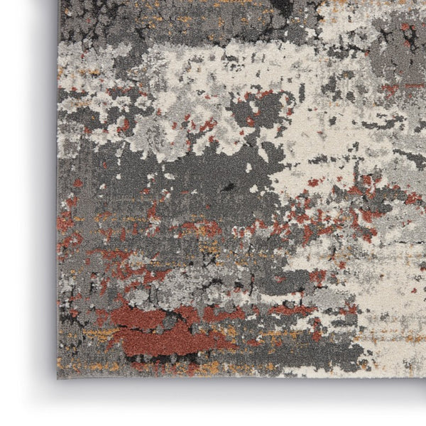 5x7 Gray Abstract Area Rug Power-loomed Polypropylene for Living Room or Bedroom