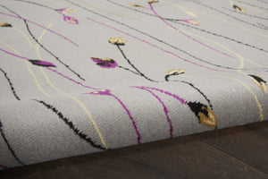 HomeRoots 9' X 12' Gray Floral Vines Area Rug - Elegant Power Loomed Design for Living Room & Dining Spaces 550794