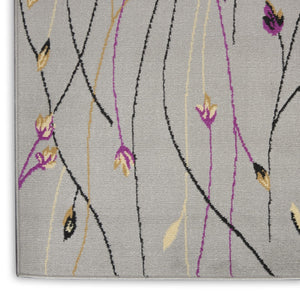 HomeRoots 9' X 12' Gray Floral Vines Area Rug - Elegant Power Loomed Design for Living Room & Dining Spaces 550794