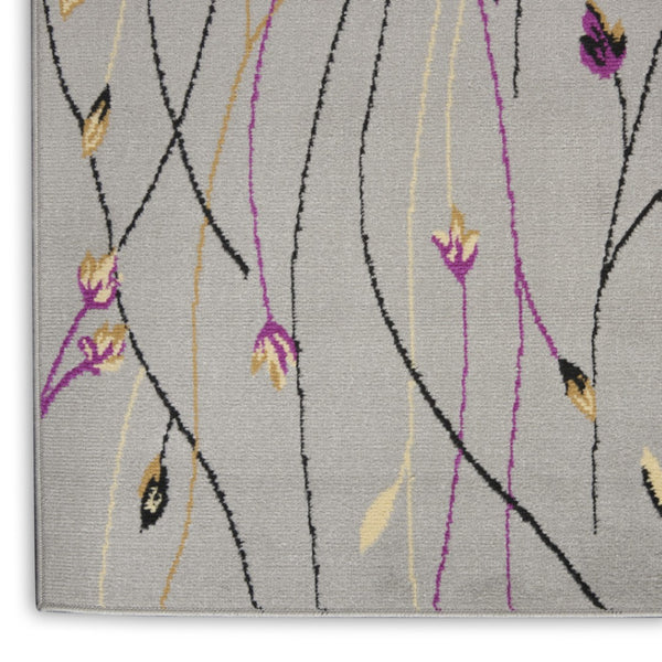 HomeRoots 9' X 12' Gray Floral Vines Area Rug - Elegant Power Loomed Design for Living Room & Dining Spaces 550794