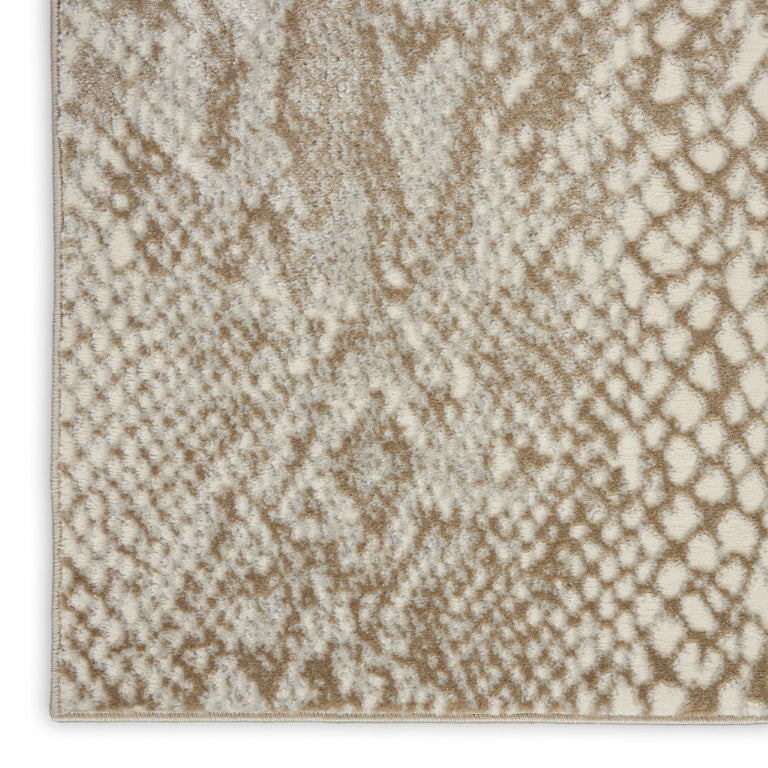 8 X 10 Ivory Beige Animal Print Power Loomed Polypropylene Rug for Living Rooms