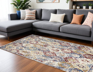 HomeRoots 9' Vibrant Floral Distressed Area Rug – Durable, Non-Skid Design for Family-Friendly Spaces! 9' X 12' 550813