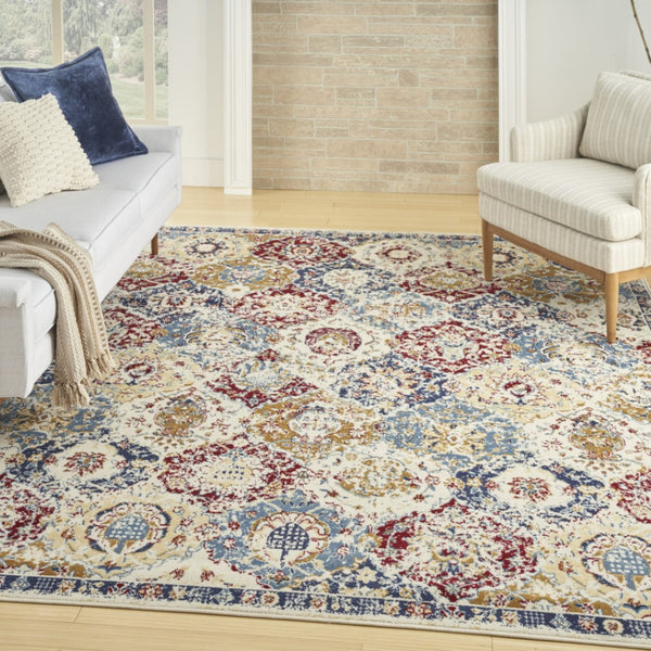 HomeRoots 9' Vibrant Floral Distressed Area Rug – Durable, Non-Skid Design for Family-Friendly Spaces! 9' X 12' 550813