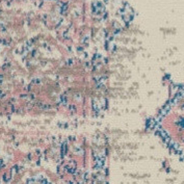 HomeRoots 9' Ivory and Blue Floral Medallion Area Rug - Durable, Stain-Resistant, Non-Skid for Stylish Homes 9' X 12' 550814