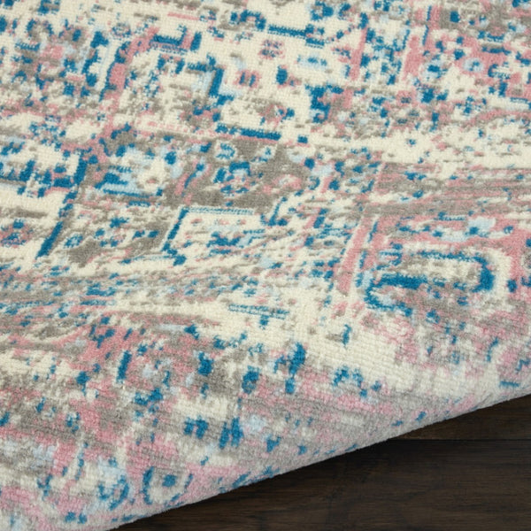 HomeRoots 9' Ivory and Blue Floral Medallion Area Rug - Durable, Stain-Resistant, Non-Skid for Stylish Homes 9' X 12' 550814