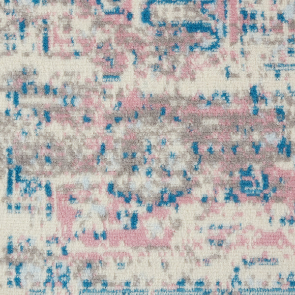 Homeroots 9' X 12' Ivory And Blue Floral Medallion Distressed Non Skid Area Rug  Polypropylene 550814