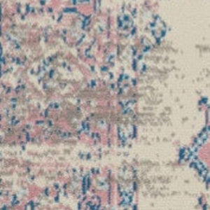 HomeRoots 9' Ivory and Blue Floral Medallion Area Rug - Durable, Stain-Resistant, Non-Skid for Stylish Homes 9' X 12' 550814