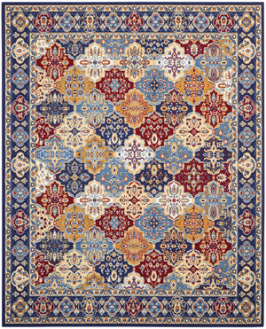 Homeroots 9' X 12' Blue Red And Orange Floral Distressed Non Skid Area Rug  Polypropylene 550815