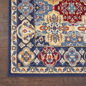 Homeroots 9' X 12' Blue Red And Orange Floral Distressed Non Skid Area Rug  Polypropylene 550815