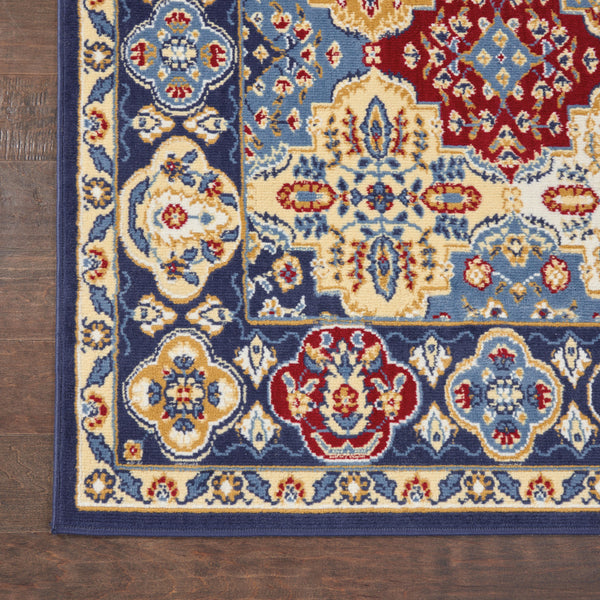 Homeroots 9' X 12' Blue Red And Orange Floral Distressed Non Skid Area Rug  Polypropylene 550815