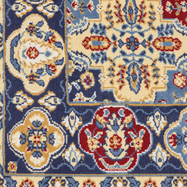 Homeroots 9' X 12' Blue Red And Orange Floral Distressed Non Skid Area Rug  Polypropylene 550815