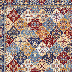 Homeroots 9' X 12' Blue Red And Orange Floral Distressed Non Skid Area Rug  Polypropylene 550815