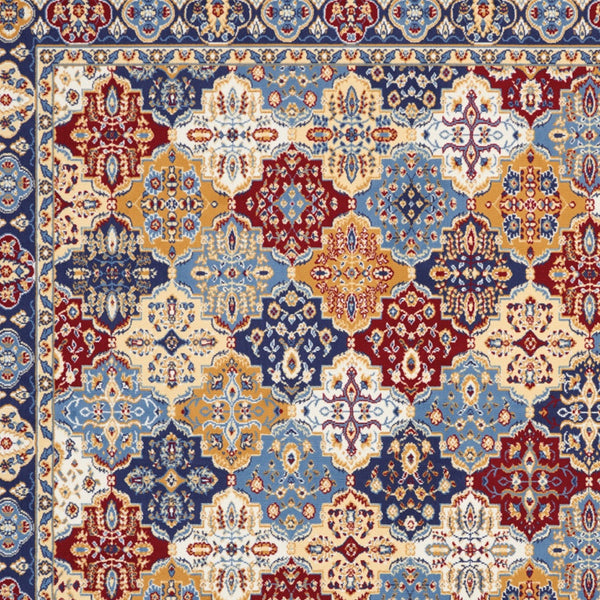 Homeroots 9' X 12' Blue Red And Orange Floral Distressed Non Skid Area Rug  Polypropylene 550815