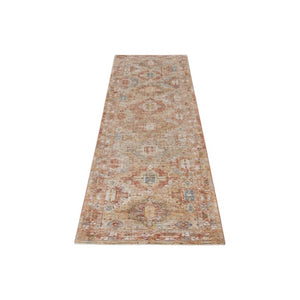 HomeRoots 10 Foot Distressed Geometric Polyester Runner Rug for Hallways and Entryways 550816