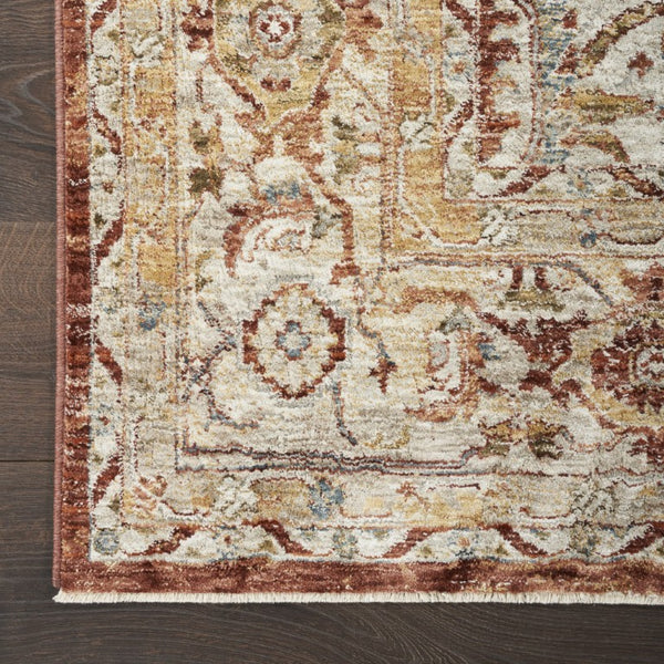 8 Ft X 10 Ft Floral Medallion Area Rug Distressed Rust Tones for Living Rooms