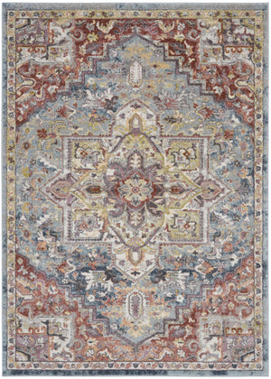 Homeroots 4' X 6' Blue And Red Floral Distressed Area Rug  Polypropylene 550820
