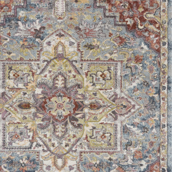 Homeroots 4' X 6' Blue And Red Floral Distressed Area Rug  Polypropylene 550820