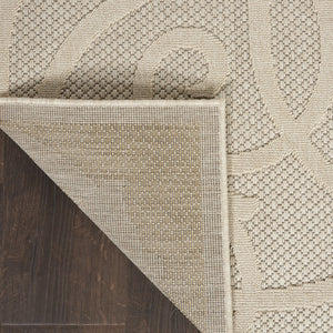 HomeRoots 7' Cream and Beige Trellis Area Rug – Stylish, Durable Indoor/Outdoor Flooring for Any Space 550822