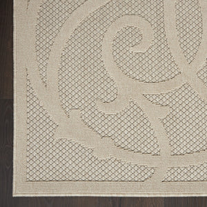 HomeRoots 7' Cream and Beige Trellis Area Rug – Stylish, Durable Indoor/Outdoor Flooring for Any Space 550822