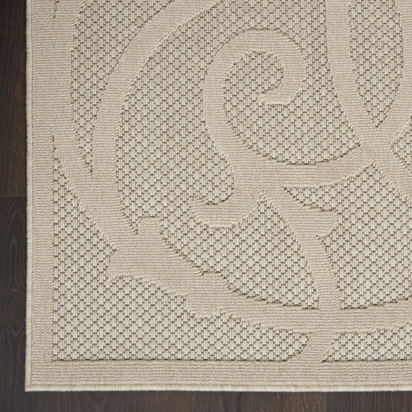 HomeRoots 7' Cream and Beige Trellis Area Rug – Stylish, Durable Indoor/Outdoor Flooring for Any Space 550822