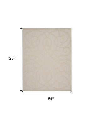 HomeRoots 7' Cream and Beige Trellis Area Rug – Stylish, Durable Indoor/Outdoor Flooring for Any Space 550822