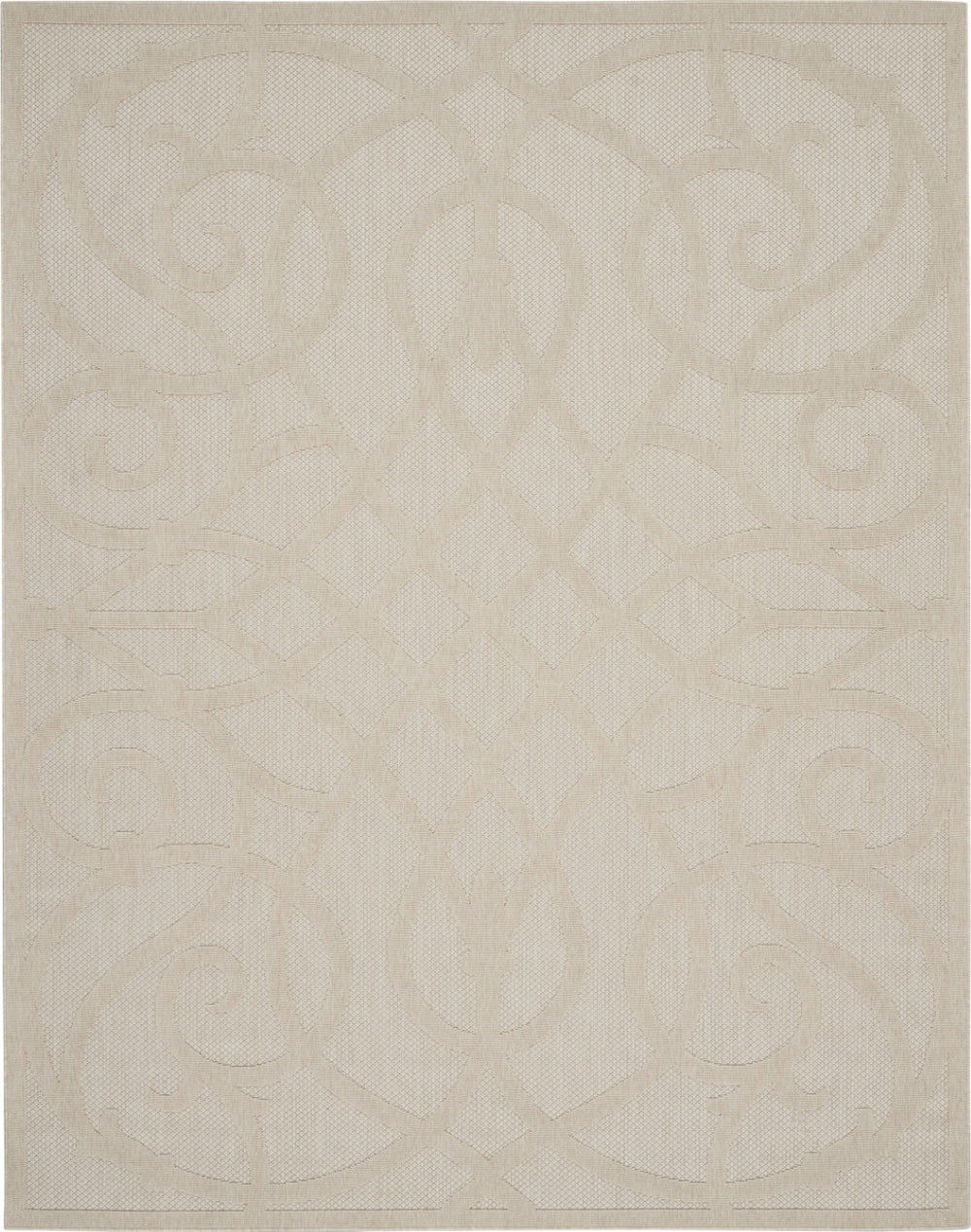 HomeRoots 7' Cream and Beige Trellis Area Rug – Stylish, Durable Indoor/Outdoor Flooring for Any Space 550822