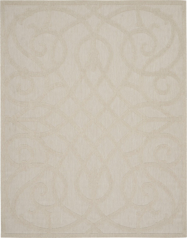 HomeRoots 7' Cream and Beige Trellis Area Rug – Stylish, Durable Indoor/Outdoor Flooring for Any Space 550822