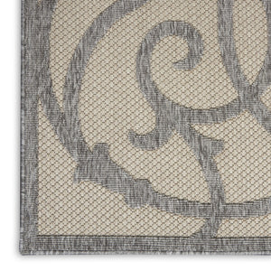 HomeRoots 7' X 10' Cream and Gray Trellis Rug - Stylish, Durable Indoor/Outdoor Area Rug for High-Traffic Spaces 550823
