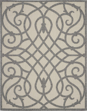 HomeRoots 7' X 10' Cream and Gray Trellis Rug - Stylish, Durable Indoor/Outdoor Area Rug for High-Traffic Spaces 550823