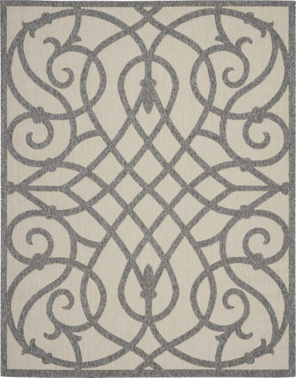 HomeRoots 7' X 10' Cream and Gray Trellis Rug - Stylish, Durable Indoor/Outdoor Area Rug for High-Traffic Spaces 550823
